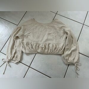 Aerie Cream Balloon Sleeve Top